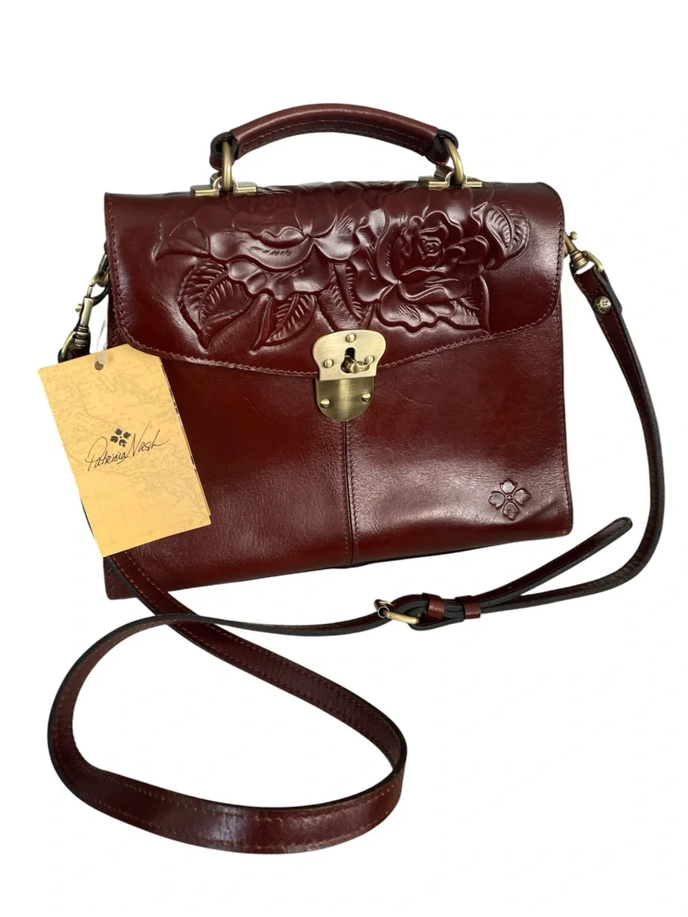 Patricia Nash Leather Brailes Portfolio Satchel British Tan style P1123347 NWT
